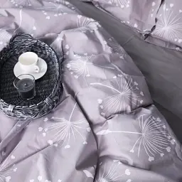 Простирадло на гумці MirSon Поплін 00-3 Grey Dandelions 80х160 см сіре (2200009701993) - мініатюра 4