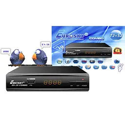 Ресивер Супутниковий та Т2 тюнер комбінований DVB-S2/T2/С Eurosky ES-19 HD Combo чорний