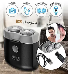 Дорожня бритва Adler AD 2936 на 2 головки з USB - мініатюра 2