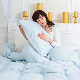 Подушка пухова MirSon Karmen №1803 Bio-Blue м'яка пух 90% 60х60 см біло-блакитна (2200003011852) - мініатюра 10