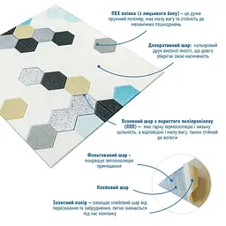 Панель стінова Sticker Wall 3D 700х700х4мм мозаїка сіро-блакитна D SW-00002014 - мініатюра 2