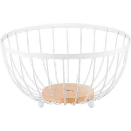 Кошик для фруктів Ardesto Midori білий метал дерево 25х25х13 см (AR0904W)