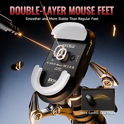 Мишка Attack Shark X8 ULTRA, Wireless/Bluetooth, 42000dpi. (PAW3950MAX), 6кн., Black - мініатюра 8