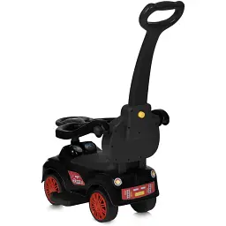 Дитяча каталка-толокар Bambi M 5763L-2 p батьківською ручкою чорно-червоний - мініатюра 2