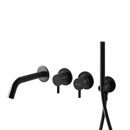 Змішувач для ванни Kohlman Axel black + BOX прихованого монтажу QW260AB+QW230RB, Чорний матовий