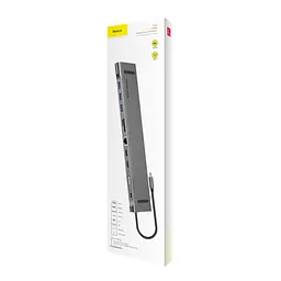 Usb-хаб Baseus Enjoyment Series Type-C Notebook (PD / HDMIx2 / VGA / RJ45 / SD / TF / Usbx3 / Adapter) Темно-сірий - мініатюра 3