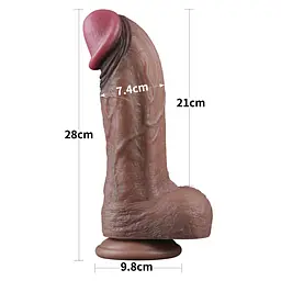 Фалоімітатор Lovetoy Dual Layered Silicone Cock XXL 28 см коричневий - мініатюра 14
