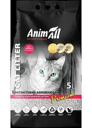 Наповнювач для котячого туалету AnimAll Бентонітовий грудкуючий 4.2 кг (5 л) Білий