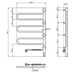 Електрична рушникосушка Navin Fouette 480x800 Sensor з таймером, чорний муар 00-044050-5080, Чорний матовий, Електронний - мініатюра 8