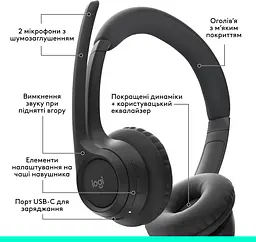 Навушники Logitech ZONE 300 Midnight Black (981-001406/981-001407) - мініатюра 4