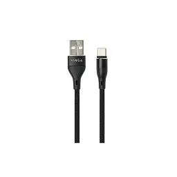 Дата кабель USB 2.0 AM to USB-C 0.3m cylindric nylon back Vinga (VCPDCTCCANB03BK) - мініатюра 2
