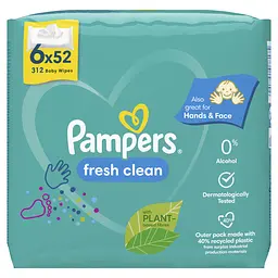 Набір дитячі вологі серветки Pampers Fresh Clean 312 шт. (6 уп. по 52 шт.) - мініатюра 2