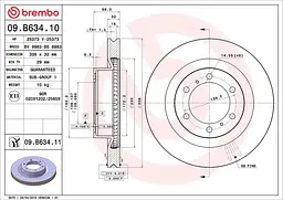 Диск гальмівний вентильований Toyota Land Cruiser Prado, 4runner 09-25р Brembo (09.B634.11)