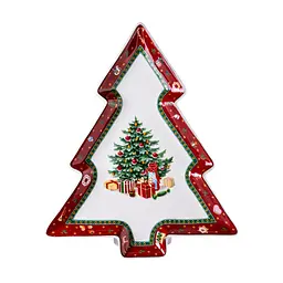 Блюдо сервірувальне новорічне для закусок Christmas 29 × 24 × 2 см фігурне Yiwu HP-SDHK-17 - мініатюра 2