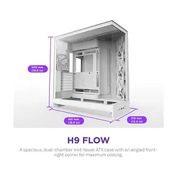 Корпус для ПК NZXT H9 Flow Dual-Chamber All White (CM-H92FW-01) - мініатюра 2