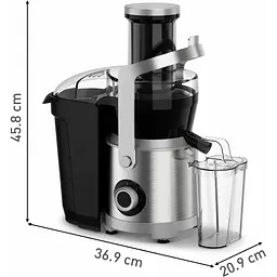 Соковитискач Tefal Nutri XXL відцентрований 1000 Вт чаша 0.8 л жмих 2.2 л жолоб на ціле яблуко пластик/метал чорно-сірий (ZE660D10) - мініатюра 6