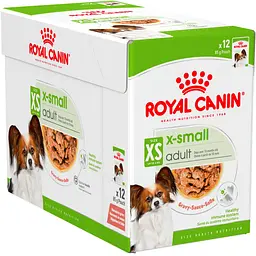 Набір вологого корму для дорослих собак мініатюрних розмірів Royal Canin X-Small Adult шматочки в соусі 1.02 кг (12 шт.  х 85 г) - мініатюра 2