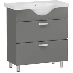 Тумба для підлоги RJ Aster-L з умивальником RJ Lotus, арт. RZJ200 55 см сіра RJFU035-0155GRSET(RJFU035-0155GR + RZJ200), Сірий