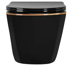 Підвісний унітаз Rea Carlo mini flat gold edge black REA-C8800, Чорний матовий - мініатюра 2
