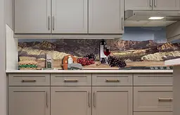 Вініловий кухонний фартух Гори і Вино наклейка для кухні ПВХ долина Природа Коричневий Happy Pocket Z181512 - мініатюра 4