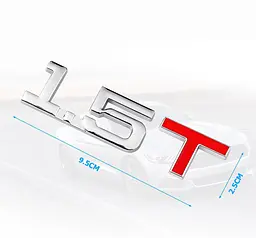 Емблема напис 1.5T 90х25 мм Хром+край на скотчі метал (Завод) - мініатюра 4