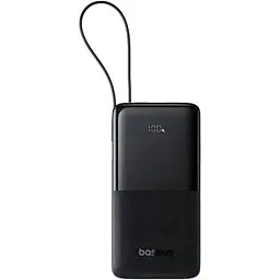 Зовнішній акумулятор Baseus Bipow 2 Digital Display Power Bank With Built-in USB-C Cable 10000mah 20W Cluster Black (P10077101113-00)