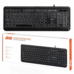 Клавіатура мембранна USB з LED-підсвіткою 2E KS-120 Black, 104key, USB-A, EN/UK, White LED - мініатюра 7