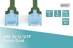 Патч-корд Assmann CAT 5e U-UTP, Cu, PVC AWG 26/7, довжина 2 м DK-1511-020/G Green - мініатюра 3