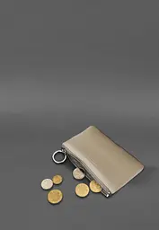Шкіряна монетниця / міні-косметичка 3.0 світло-бежева краст - мініатюра 3