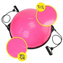 Балансувальна платформа (півсфера) Cornix Bosu Ball 58 см з еспандерами Pink XR-0456 - мініатюра 8