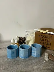 Подарунковий набір для створеня 3х свічок міні синій