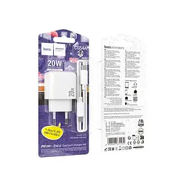 Сітчастий зарядний пристрій HOCO CS54A Surplus PD20W+QC3.0 charger set(C to C) білий - мініатюра 2