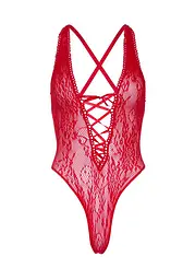 Leg Avenue Floral lace thong teddy OS Red One size - мініатюра 4