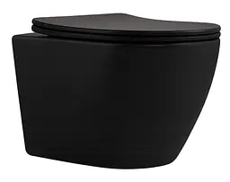 Унітаз підвісний Qtap Robin New Ultra Quiet, з сидінням Slim Duroplast/ Soft-close/ Quick Release QT13332381АSMB