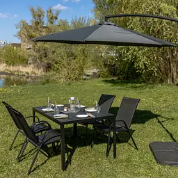 Комплект садових меблів 4Points Orvieto-4 прямокутний стіл 150х90х70см стільниця штучне дерево Polywood та 4 стільці - мініатюра 3