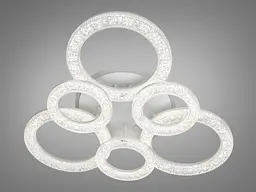 Люстра стельова LED Diasha 2203/3+3WH, 110W, 3200K-6500K, білий метал, акрил, сучасний стиль для дому - мініатюра 3