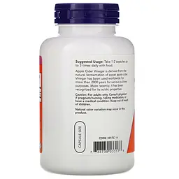 Натуральна добавка NOW Apple Cider Vinegar 450 mg, 180 капсул - мініатюра 3