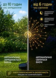 Садовые светильники Фейерверк 150 LED 2 шт на солнечной батарее теплый свет, белый (49675867) - миниатюра 6