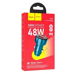 Адаптер автозаряднийадаптер з дисплеєм 48W синє - мініатюра 2