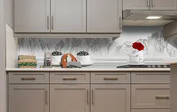 Вініловий кухонний фартух Кава вид на гори наклейка для кухні ПВХ троянди 3Д Природа Бежевий Happy Pocket Z181413 - мініатюра 2