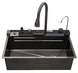 Кухонна мийка Kroner KRP Schwarze - SET7546ARTHM PVD (3.0/0.8 мм) (CV033375) - мініатюра 5