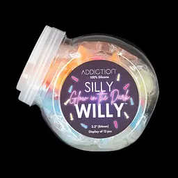 Набір фалоімітаторів Addiction Silly Willy Glow in the Dark, 4 кольори, 12 шт, 8.4 см - мініатюра 11
