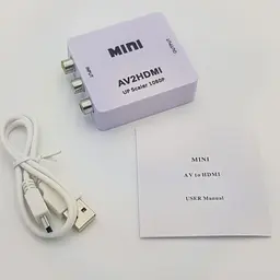 Конвертер адаптер з AV тюльпани RCA в HDMI перехідник перетворювач 1080P відео та аудіо UKC білий - мініатюра 2