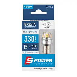 Автолампа Brevia S-Power LED P21W 330Lm 15x2835SMD 12/24V CANbus, 2шт(10201X2)
