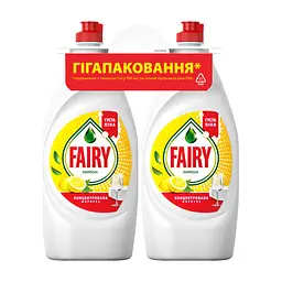 Засіб для ручного миття посуду Fairy Лимон 2 x 900 мл (8006530211857)