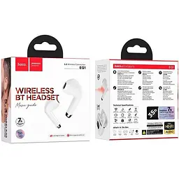 Навушники бездротові Hoco EQ1 Music guide true wireless BT headset білі - мініатюра 3