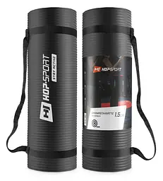 Мат для фітнесу та йоги Hop-Sport HS-N015GM 1,5см чорний