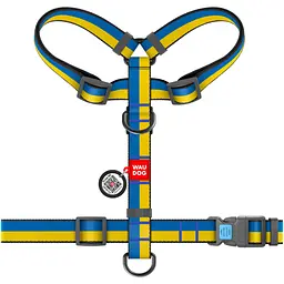 Шлея для собак WAUDOG Nylon з QR паспортом анатомічна H-подібна "Colors of freedom" L (5160-4020) - мініатюра 2