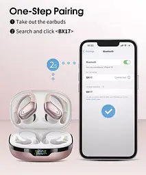 Бездротові спортивні Bluetooth навушники TWS BX17, водонепроникні, з індикатором заряду Жіночі навушники - мініатюра 5