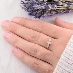Каблучка з жовтого золота з лунним каменем 16 K-0239 - мініатюра 3